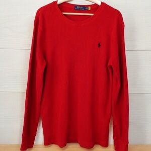 NWT - Polo by Ralph Lauren Men's Red Waffle Knit Lounge Shirt Large